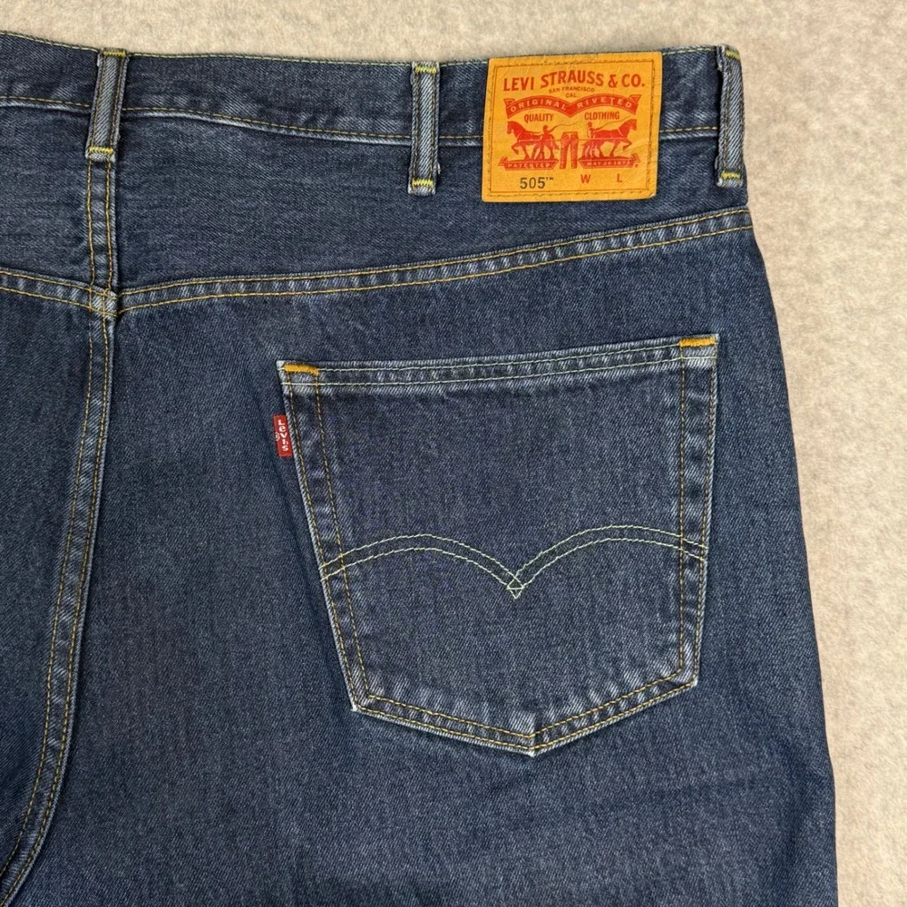 Levis 505 Regular Fit‎ Jeans Mens Dark Wash Straight Leg Denim Blue 43x29